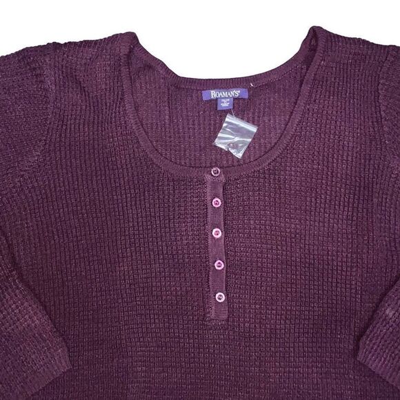 Roaman's Thermal Style Knitted Plus Size Sweater Purple Women's 2X (26/28) - Picture 3 of 5